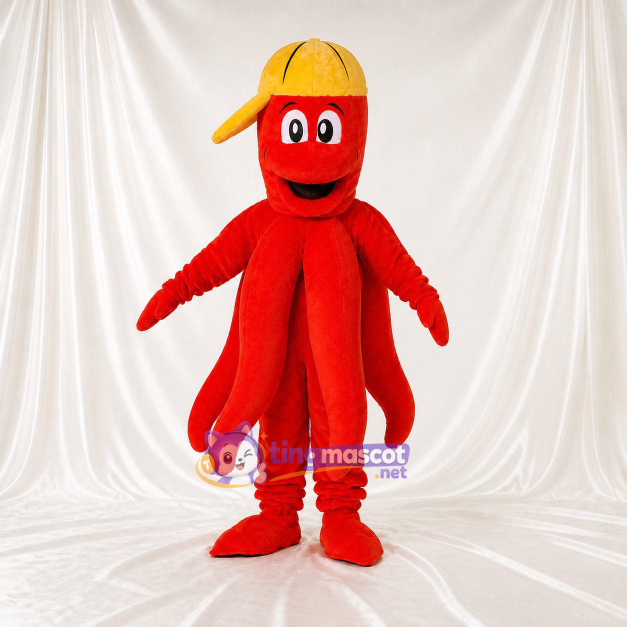 Red Octopus Mascot Costume Full Body for Adults School Events Red Octopus Mascot Costume Full Body for Adults School Events
