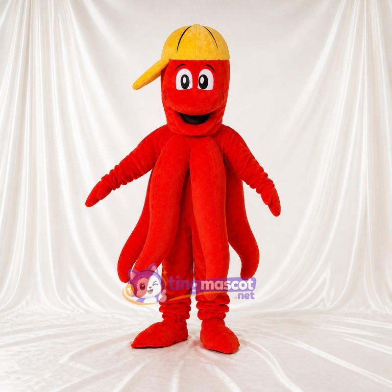 Red Octopus Mascot Costume Full Body for Adults School Events