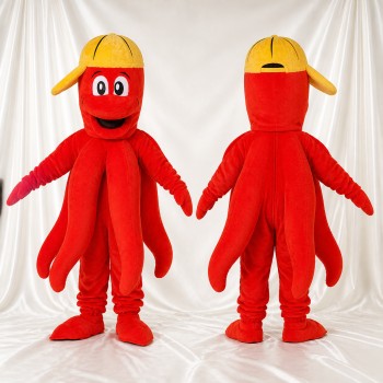 Red Octopus Mascot Costume Full Body for Adults School Events