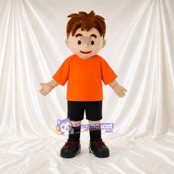 Garçon de dessin animé coloré expressif orange Costume de mascotte intégral pour adultes Écoles
