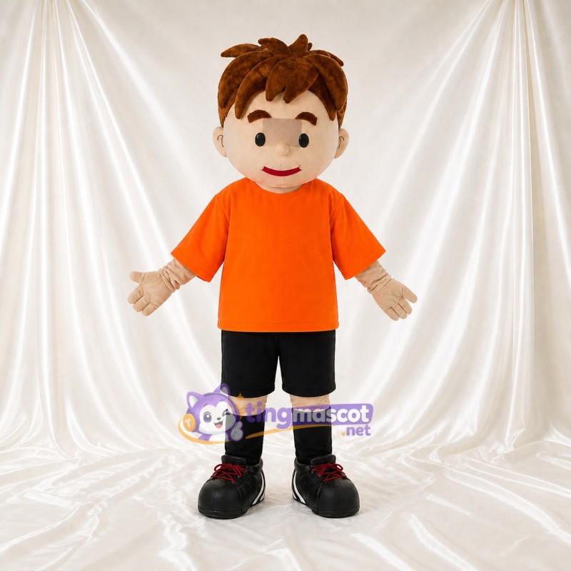 Orange Expressiver Farb Cartoon Junge Maskottchenkostüm Ganzkörper für Erwachsene Schulen