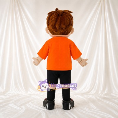Orange Expressiver Farb Cartoon Junge Maskottchenkostüm Ganzkörper für Erwachsene Schulen