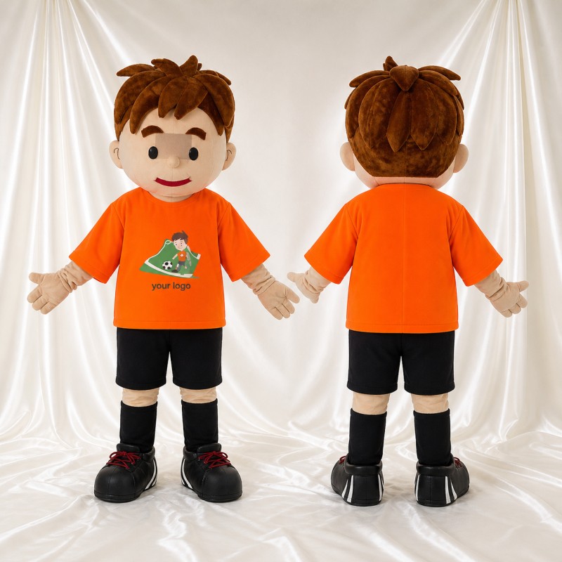 Orange Expressiver Farb Cartoon Junge Maskottchenkostüm Ganzkörper für Erwachsene Schulen