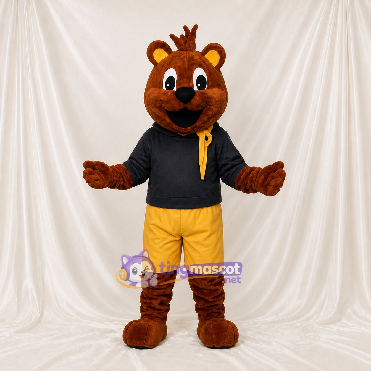 Brown and Black Bear Athlete Mascot Costume Full Body for Adults Sports Events Brown and Black Bear Athlete Mascot Costume Full Body for Adults Sports Events