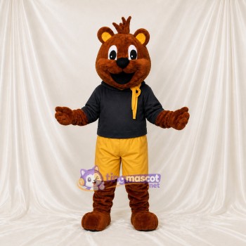 Brown and Black Bear Athlete Mascot Costume Full Body for Adults Sports Events