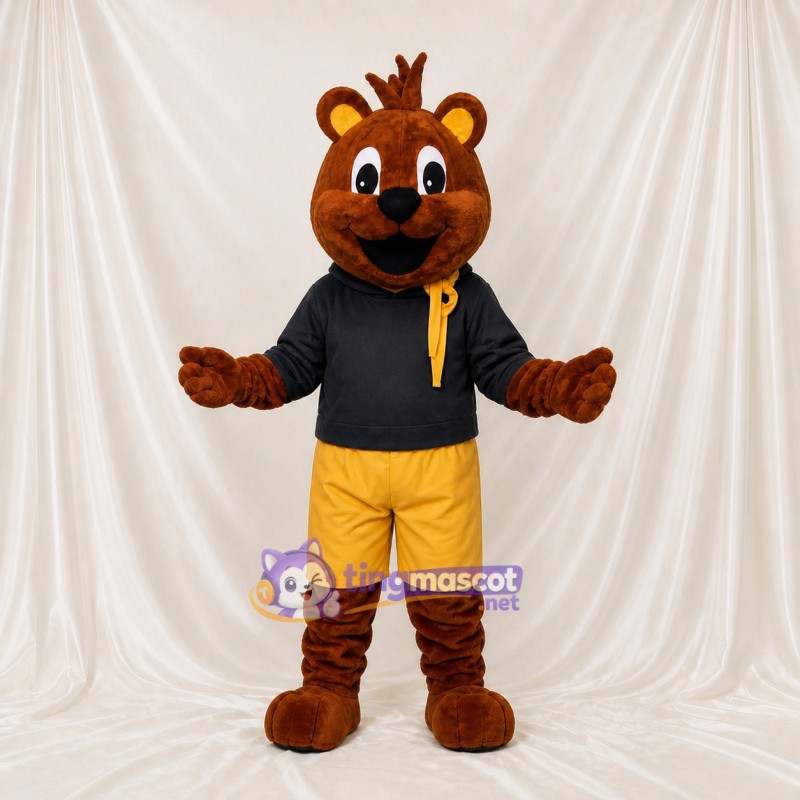 Brown and Black Bear Athlete Mascot Costume Full Body for Adults Sports Events