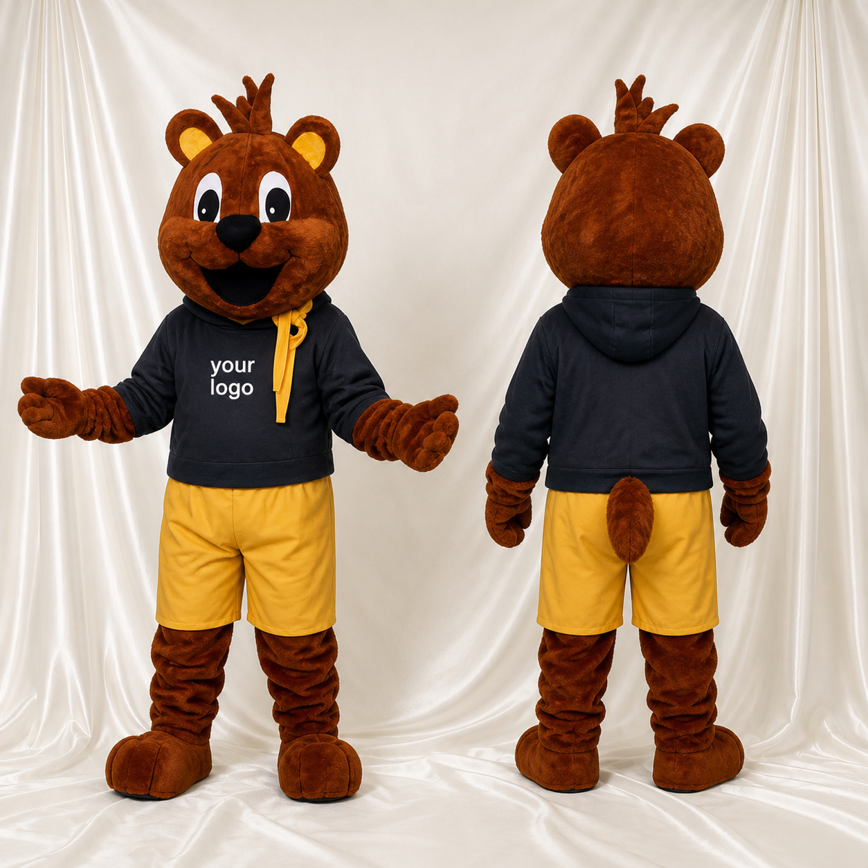 Brown and Black Bear Athlete Mascot Costume Full Body for Adults Sports Events Brown and Black Bear Athlete Mascot Costume Full Body for Adults Sports Events
