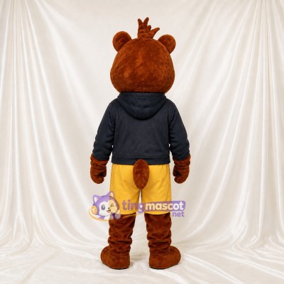 Brown and Black Bear Athlete Mascot Costume Full Body for Adults Sports Events