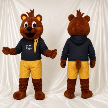 Brown and Black Bear Athlete Mascot Costume Full Body for Adults Sports Events