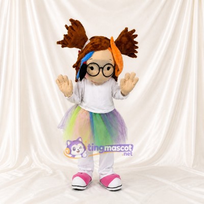 White Tutu Girl Mascot Costume Full Body for Adults School Events
