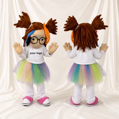 White Tutu Girl Mascot Costume Full Body for Adults School Events
