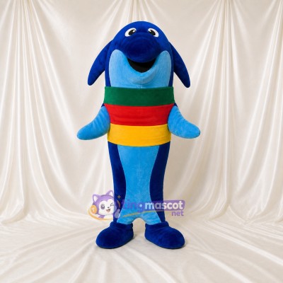 Blue Dolphin Mascot Costume Full Body for Adults School Events