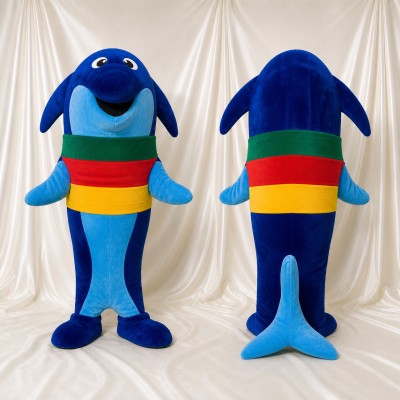 Blue Dolphin Mascot Costume Full Body for Adults School Events
