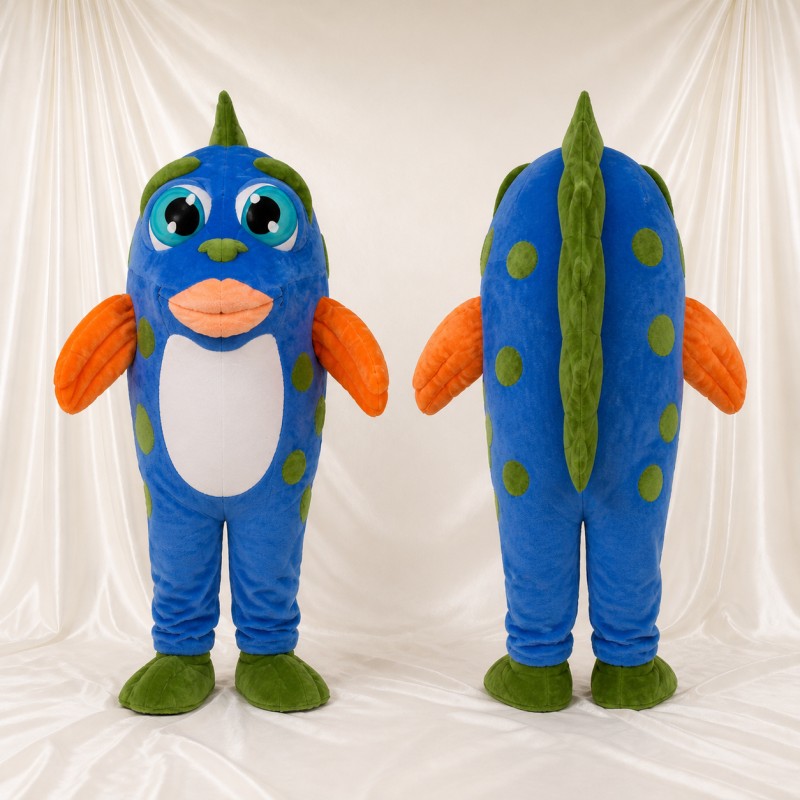Blue and Green Monster Mascot Costume Full Body for Adults School Events