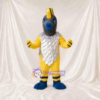 Gray Gray and Yellow Bird Mascot Costume Full Body for Adults School Events