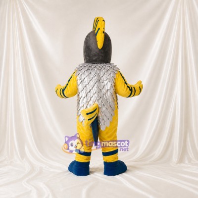 Gray Gray and Yellow Bird Mascot Costume Full Body for Adults School Events