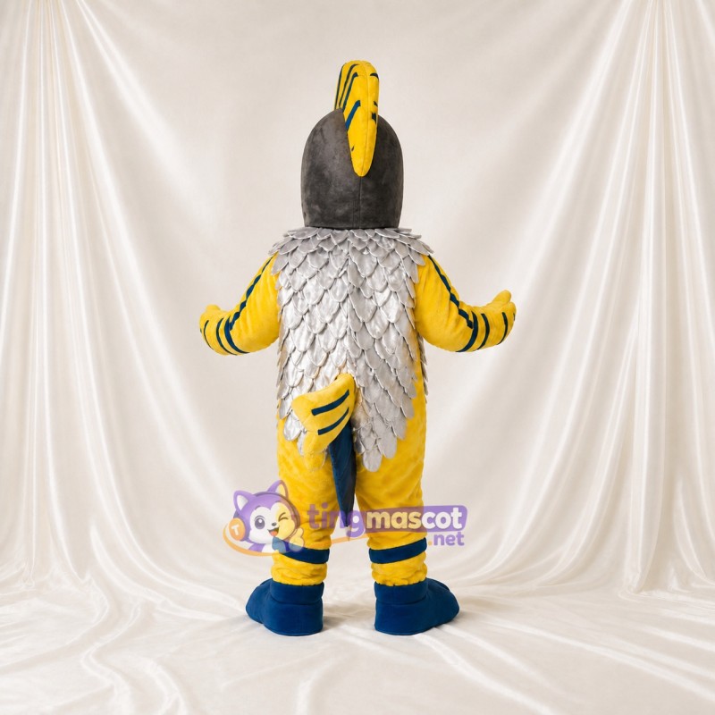 Gray Gray and Yellow Bird Mascot Costume Full Body for Adults School Events