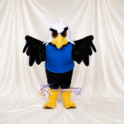 White and Black Eagle Athlete Mascot Costume Full Body for Adults Sports Events