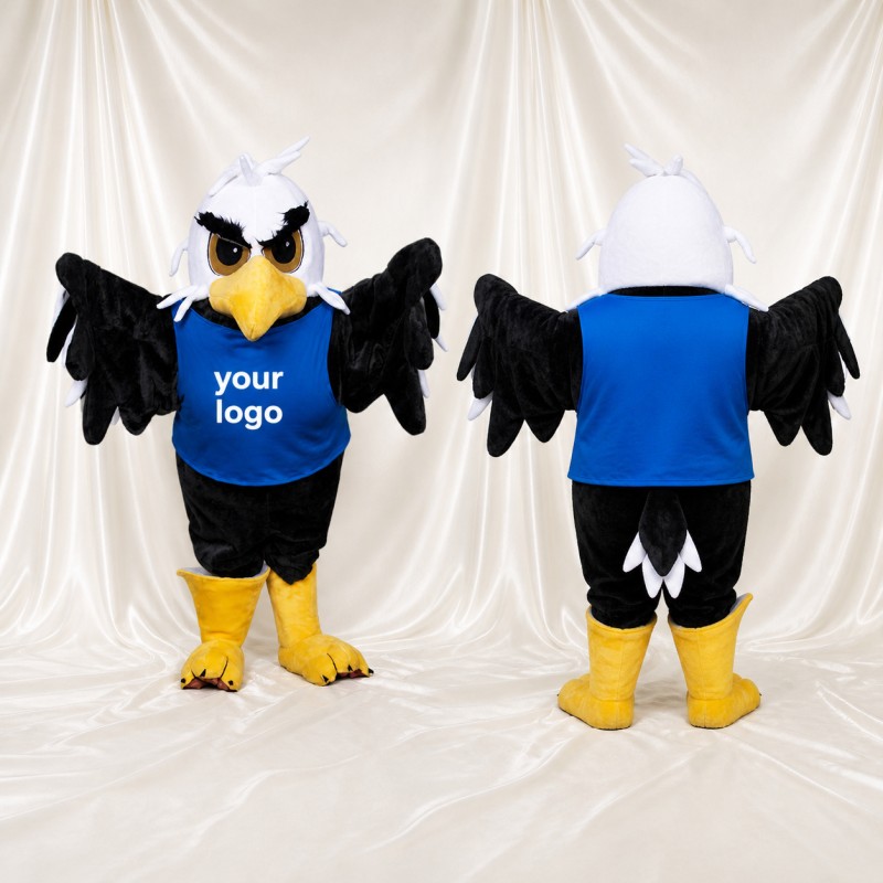 White and Black Eagle Athlete Mascot Costume Full Body for Adults Sports Events