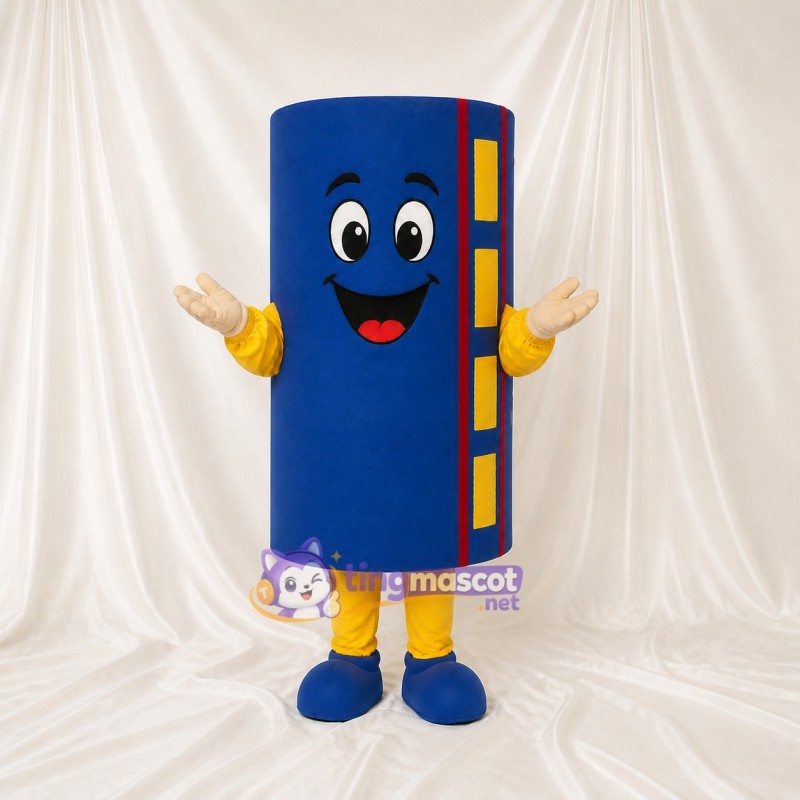 Blue and Yellow Cylinder Mascot Costume Full Body for Adults Promotions
