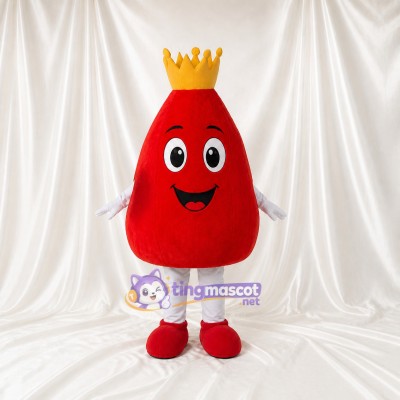 Crowned Blood Drop Mascot Costume Full Body for Adults Schools