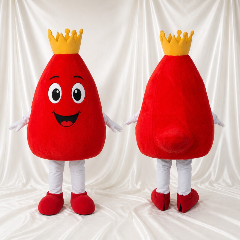 Crowned Blood Drop Mascot Costume Full Body for Adults Schools