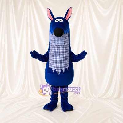 Navy Blue Dog Mascot Costume Full Body for Adults School Events