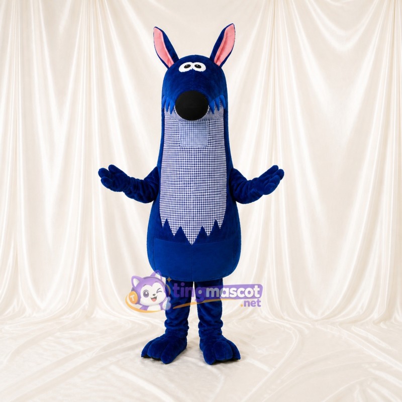 Navy Blue Dog Mascot Costume Full Body for Adults School Events