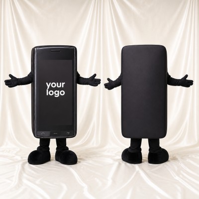Black Smartphone Mascot Costume Full Body for Adults Promotions