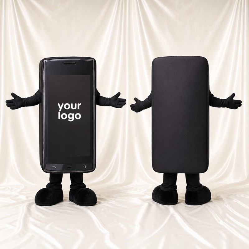 Black Smartphone Mascot Costume Full Body for Adults Promotions