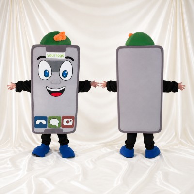 Front Bold Smartphone Mascot Costume Full Body for Adults Promotions