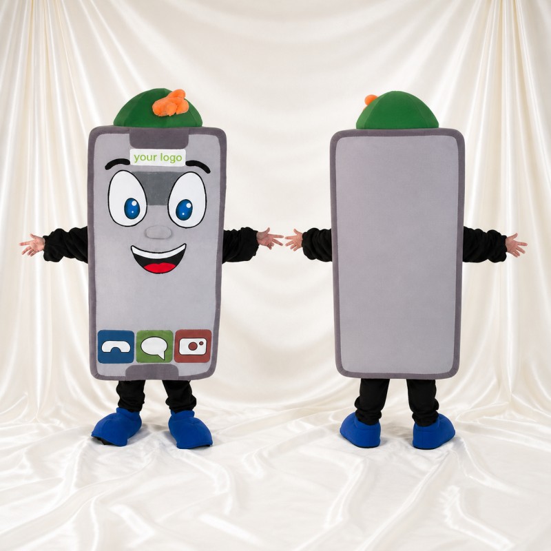 Front Bold Smartphone Mascot Costume Full Body for Adults Promotions