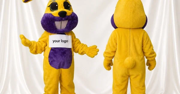 Turtle Rabbit Costume Yellow Purple And Black Rabbit Mascot Costume for Schools | Tingmascot