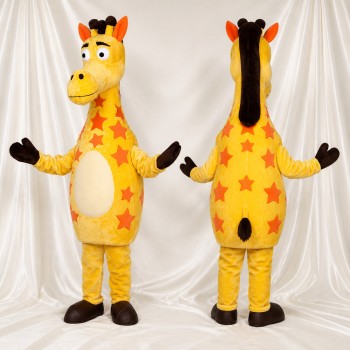 Yellow Giraffe Mascot Costume Full Body for Adults School Events
