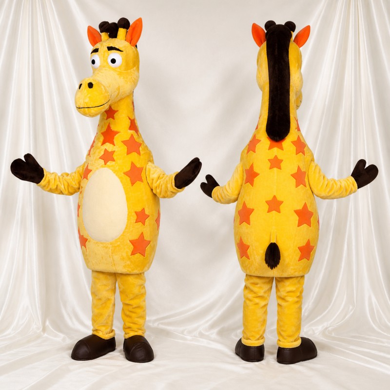 Yellow Giraffe Mascot Costume Full Body for Adults School Events