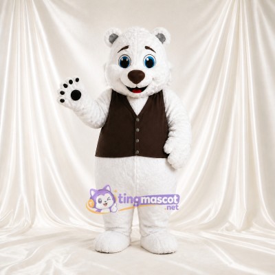White Role Specific Polar Bear Worker Mascot Costume Full Body for Adults Events
