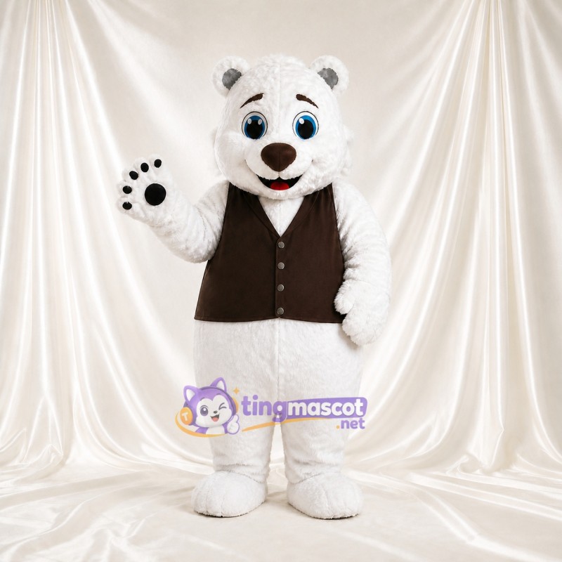 White Role Specific Polar Bear Worker Mascot Costume Full Body for Adults Events