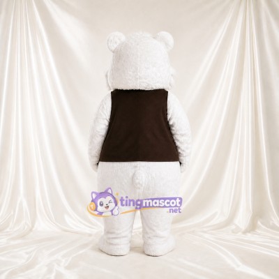 White Role Specific Polar Bear Worker Mascot Costume Full Body for Adults Events