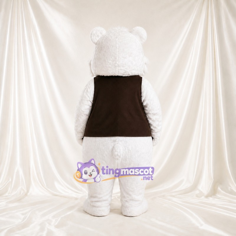 White Role Specific Polar Bear Worker Mascot Costume Full Body for Adults Events