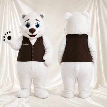 White Role Specific Polar Bear Worker Mascot Costume Full Body for Adults Events