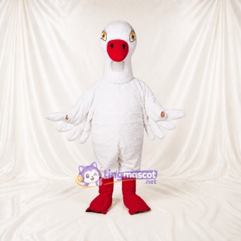 Oiseau de construction blanc Costume de mascotte intégral pour adultes Événements scolaires
