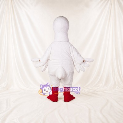 White Construction Bird Mascot Costume Full Body for Adults School Events