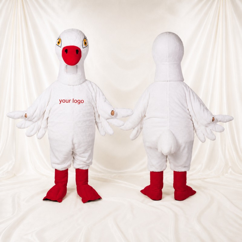 White Construction Bird Mascot Costume Full Body for Adults School Events