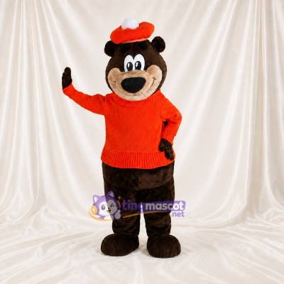 Brown and Red Bear Mascot Costume Full Body for Adults School Events