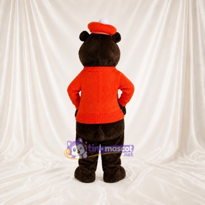Brown and Red Bear Mascot Costume Full Body for Adults School Events