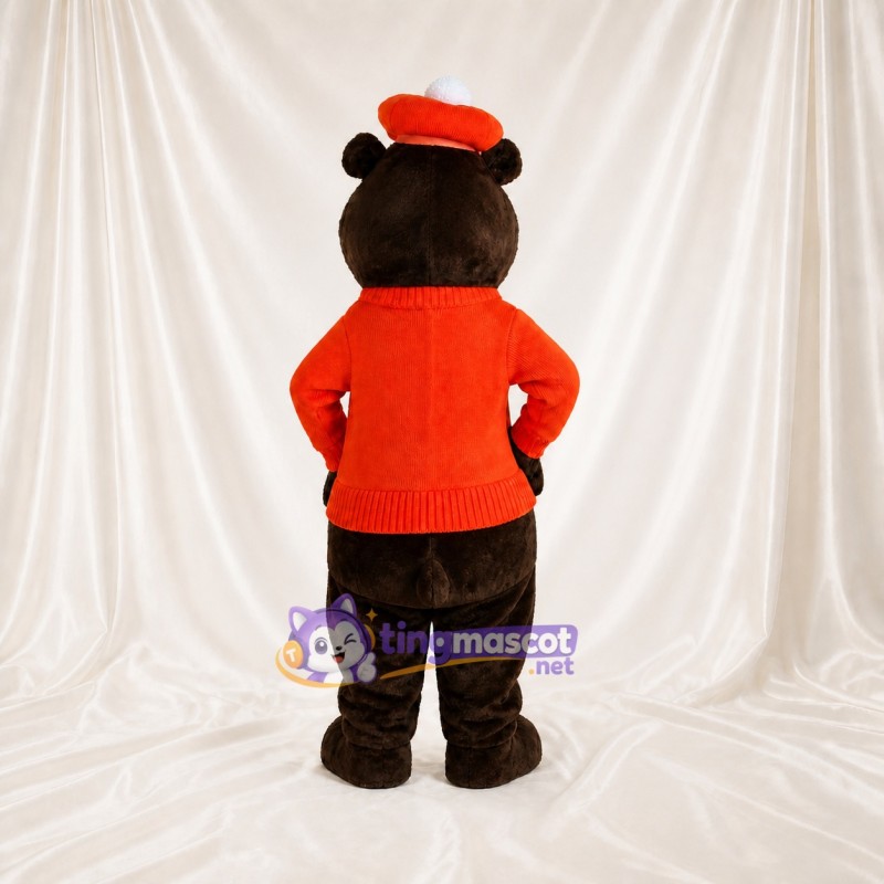 Brown and Red Bear Mascot Costume Full Body for Adults School Events