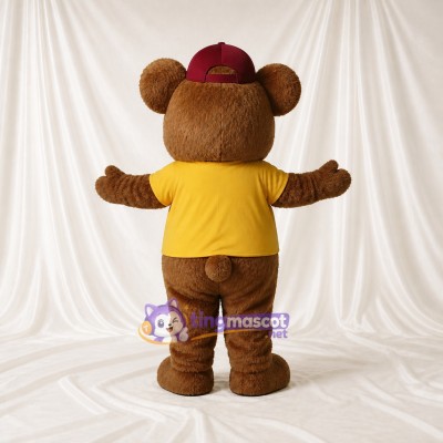 Brown and Yellow Bear Mascot Costume Full Body for Adults School Events