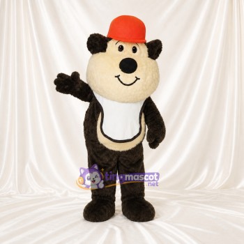 Ours brun et rouge Costume de mascotte intégral pour adultes Événements scolaires