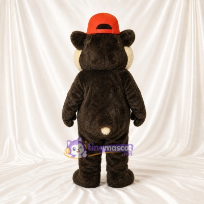 Brown Brown and Red Bear Mascot Costume Full Body for Adults School Events