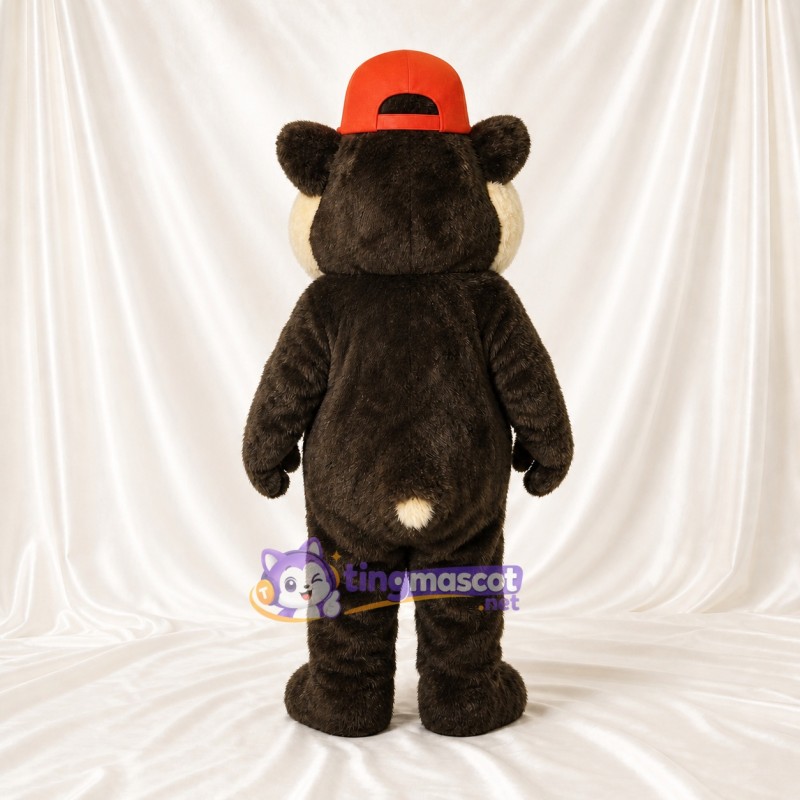 Brown Brown and Red Bear Mascot Costume Full Body for Adults School Events
